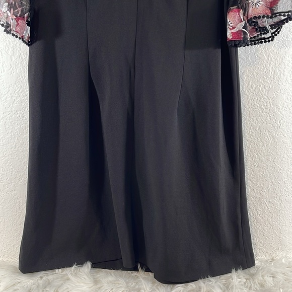 LANE BRYANT Mesh Floral Embroidered Ruffle Sleeve Black Shift Dress Size 12 - Picture 7 of 11